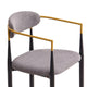 Avime Modern Barstool Chair | Set of 2 | Gold Metal Armrests | Gray Fabric