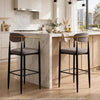 Avime Modern Barstool Chair | Set of 2 | Gold Metal Armrests | Gray Fabric