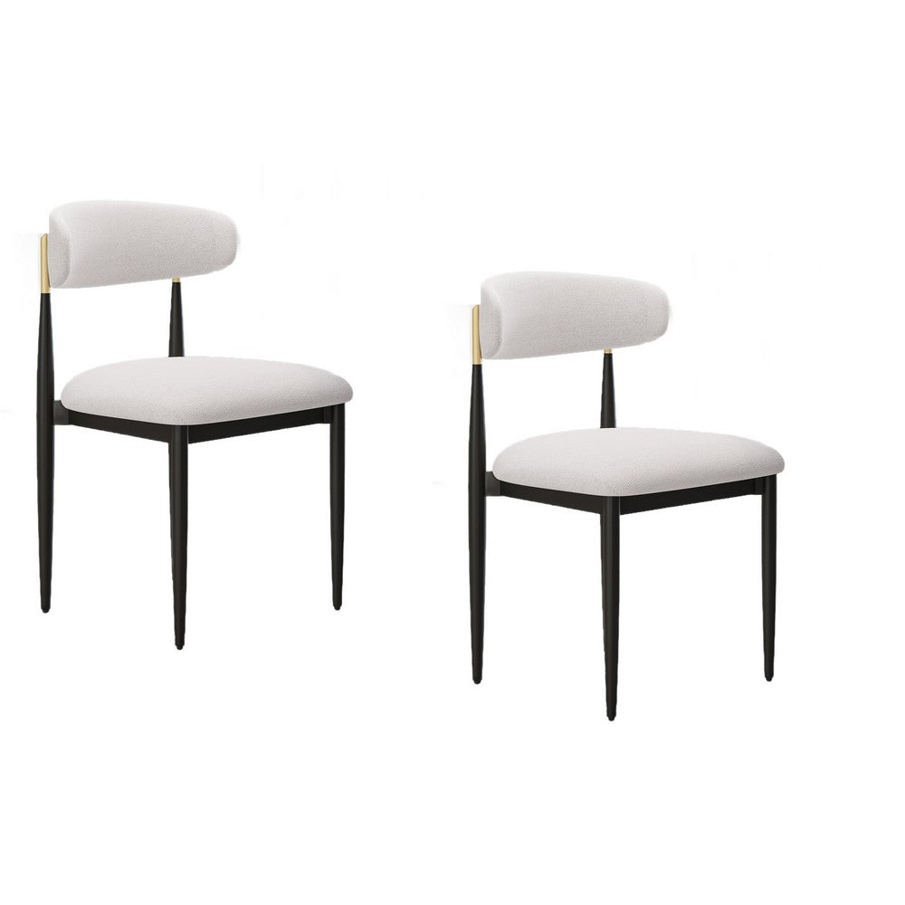 Claire Dining Chairs | Set of 2 | Curve Back | Metal Legs | Beige Chenille