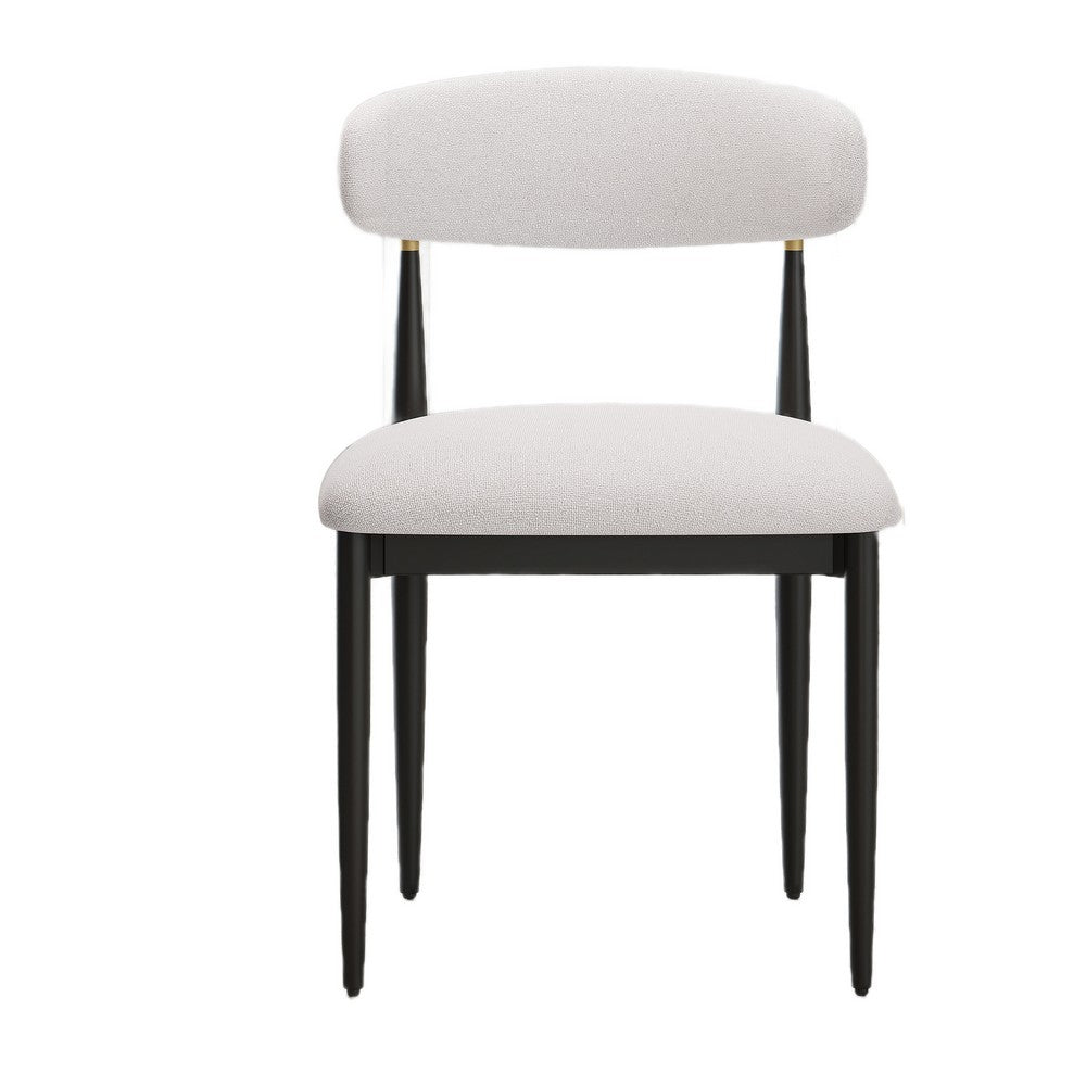 Claire Dining Chairs | Set of 2 | Curve Back | Metal Legs | Beige Chenille