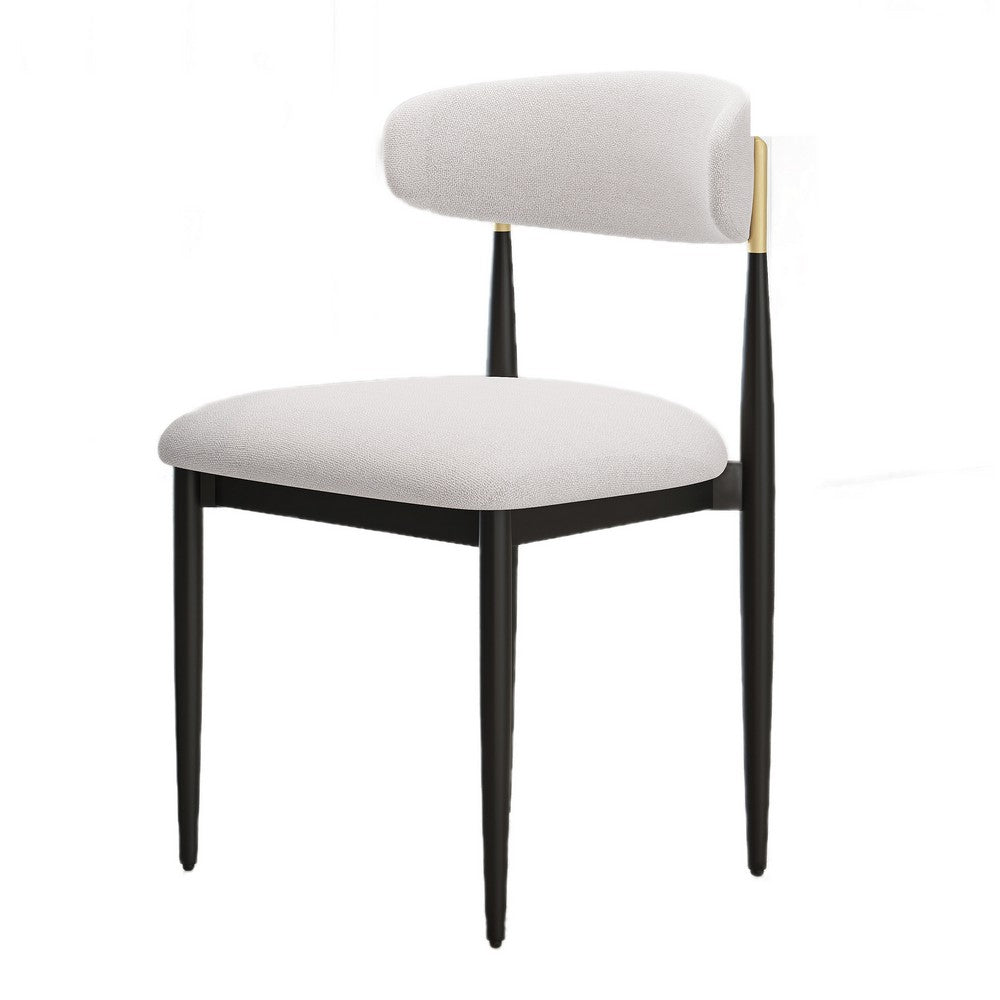 Claire Dining Chairs | Set of 2 | Curve Back | Metal Legs | Beige Chenille