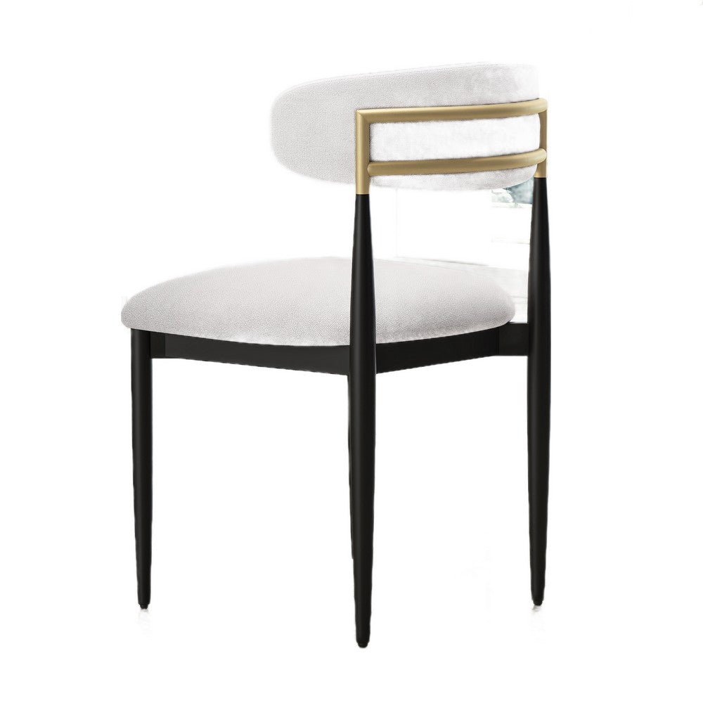 Claire Dining Chairs | Set of 2 | Curve Back | Metal Legs | Beige Chenille