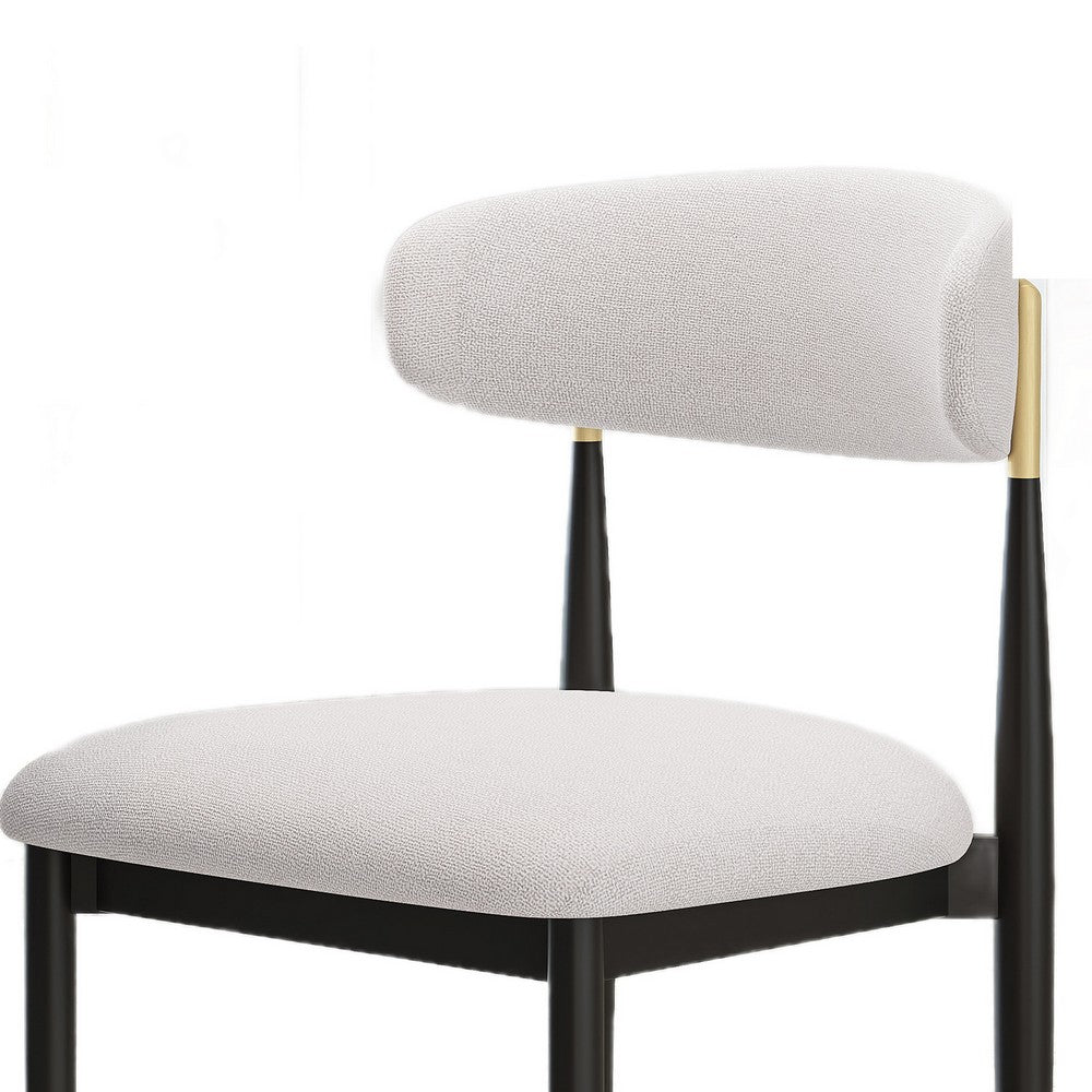 Claire Dining Chairs | Set of 2 | Curve Back | Metal Legs | Beige Chenille