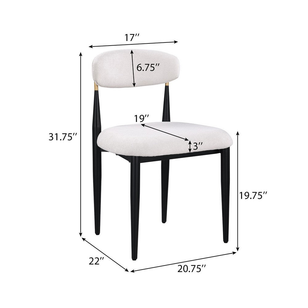 Claire Dining Chairs | Set of 2 | Curve Back | Metal Legs | Beige Chenille