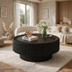 Inara Modern Storage Coffee Table | Tempered Glass | Black Fluted Base 32"