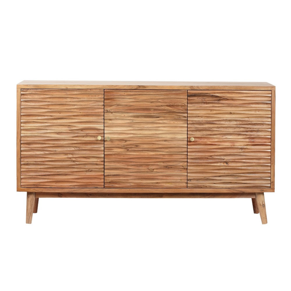 Remmy Handcrafted Sideboard Cabinet with 3 Doors | Natural Acacia Wood 58"