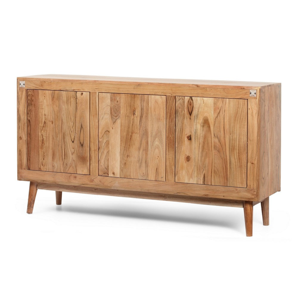 Remmy Handcrafted Sideboard Cabinet with 3 Doors | Natural Acacia Wood 58"