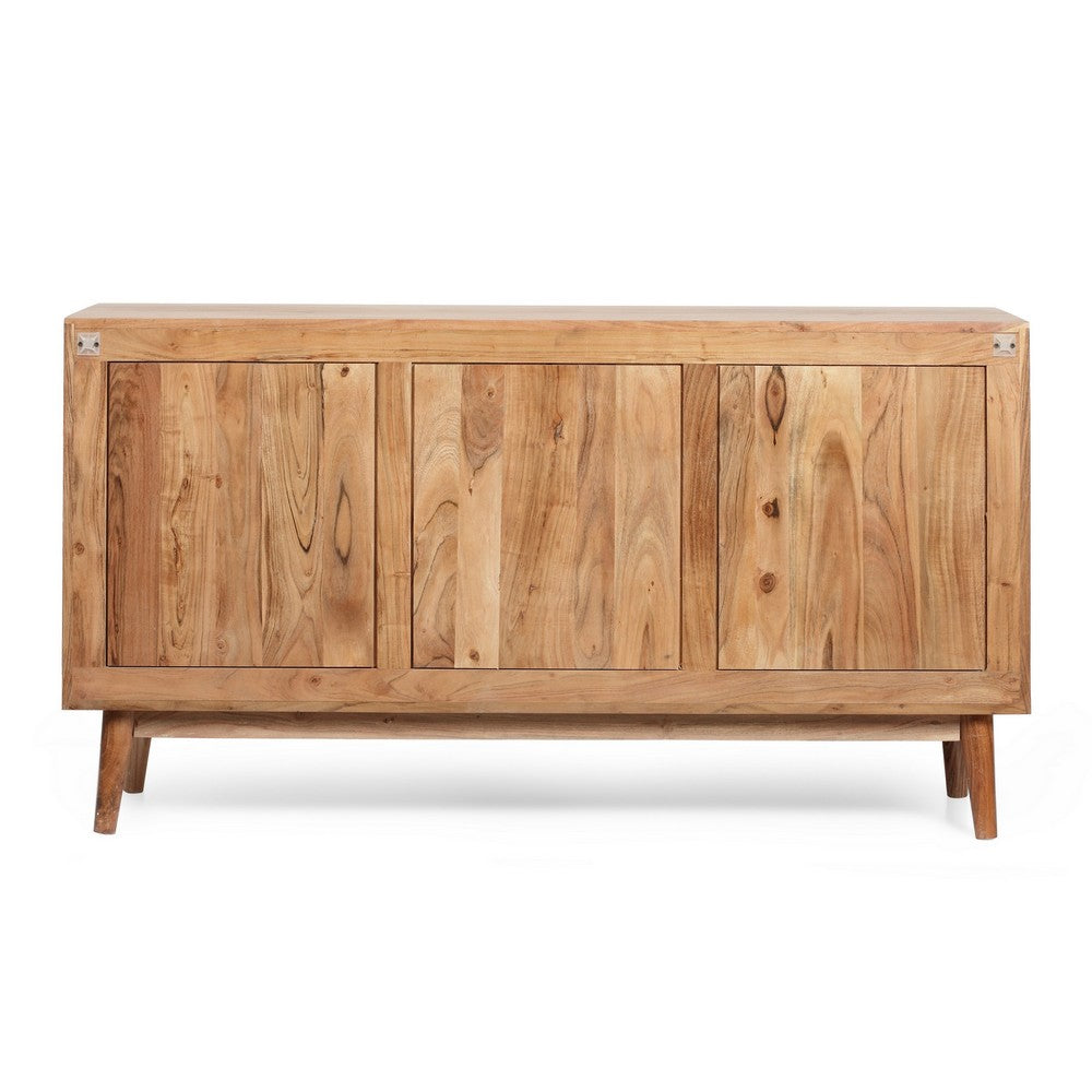 Remmy Handcrafted Sideboard Cabinet with 3 Doors | Natural Acacia Wood 58"