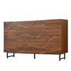 Lewis Wave Design Sideboard Cabinet | Adjustable Shelf | Walnut | 59"