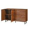 Lewis Wave Design Sideboard Cabinet | Adjustable Shelf | Walnut | 59"