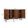 Lewis Wave Design Sideboard Cabinet | Adjustable Shelf | Walnut | 59"