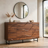 Lewis Wave Design Sideboard Cabinet | Adjustable Shelf | Walnut | 59"