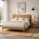 Pedro Queen Platform Bed with Adjustable Plush Headboard | Brown Fabric