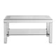 Franco Mirrored Coffee Table | Diamond Border | Glass Shelf | Silver Wood 40"
