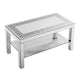 Franco Mirrored Coffee Table | Diamond Border | Glass Shelf | Silver Wood 40"