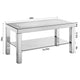 Franco Mirrored Coffee Table | Diamond Border | Glass Shelf | Silver Wood 40"