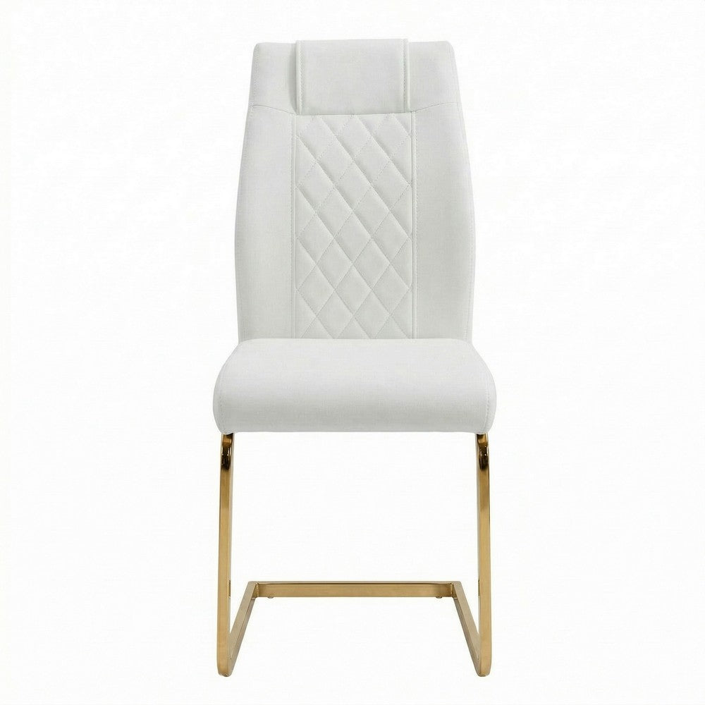 Verra Dining Chairs | Gold Metal Cantilever Frame | White Faux Leather