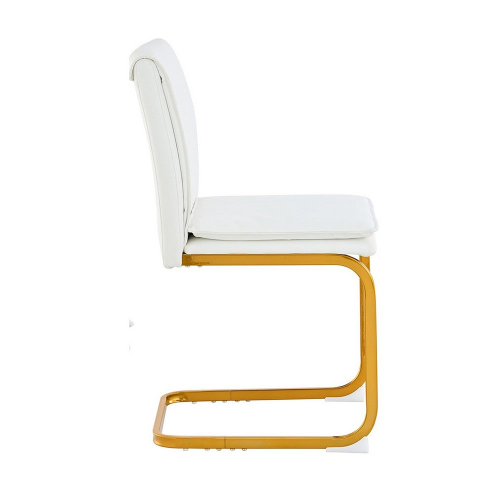 Xylo Dining Chairs | Gold Cantilever Metal | Set of 4 | White Faux Leather