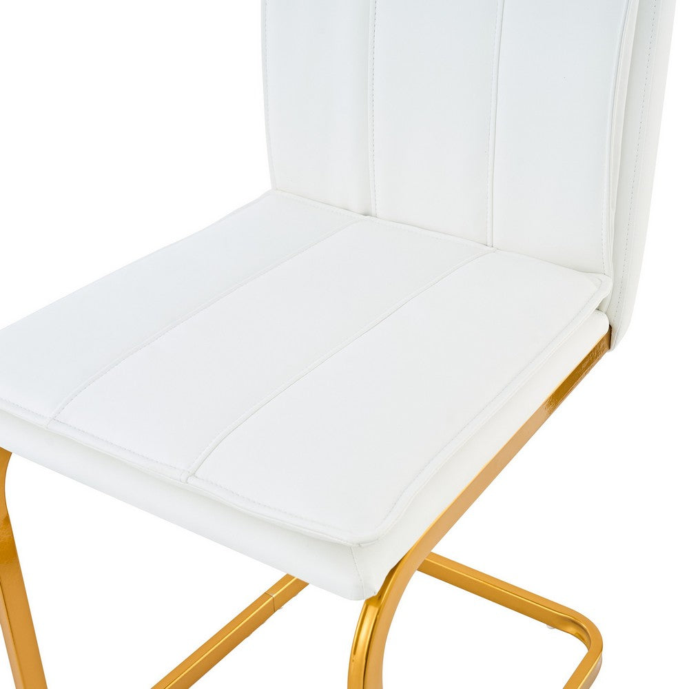 Xylo Dining Chairs | Gold Cantilever Metal | Set of 4 | White Faux Leather