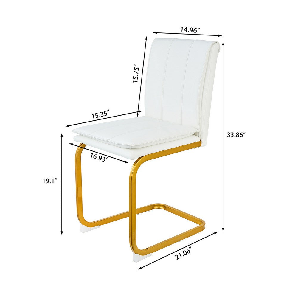 Xylo Dining Chairs | Gold Cantilever Metal | Set of 4 | White Faux Leather