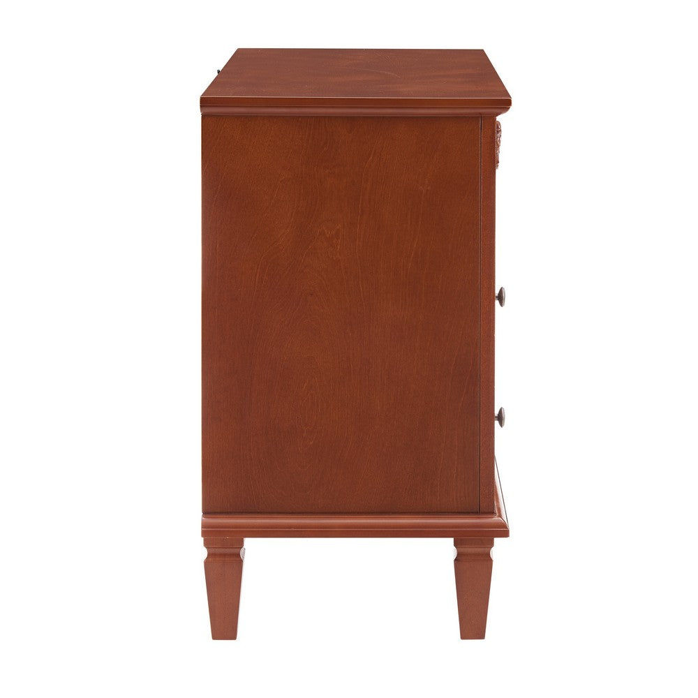 Cyna Nightstand with USB Ports | 2 Drawers and Shelf | Walnut Brown Wood