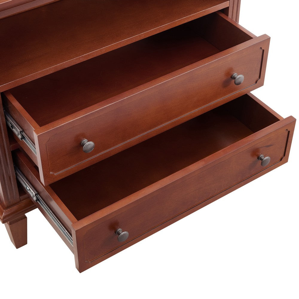 Cyna Nightstand with USB Ports | 2 Drawers and Shelf | Walnut Brown Wood