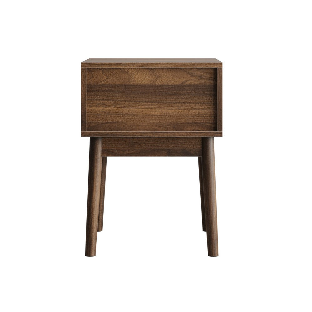 Eela Set of 2 Nightstands | Recessed Drawers and Handles | Walnut Brown 22"