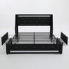 Lesly Storage Full Bed | LED Wingback Headboard | Black Faux Leather