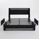Lesly Storage Full Bed | LED Wingback Headboard | Black Faux Leather