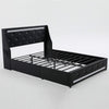 Lesly Storage Full Bed | LED Wingback Headboard | Black Faux Leather