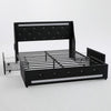 Lesly Storage Full Bed | LED Wingback Headboard | Black Faux Leather
