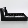 Lesly Storage Full Bed | LED Wingback Headboard | Black Faux Leather