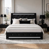 Lesly Storage Full Bed | LED Wingback Headboard | Black Faux Leather