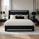 Lesly Storage Full Bed | LED Wingback Headboard | Black Faux Leather