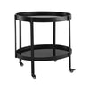Wyna Serving Bar Cart with Tempered Glass Shelves | Casters | Black Wood 31"
