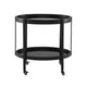 Wyna Serving Bar Cart with Tempered Glass Shelves | Casters | Black Wood 31"