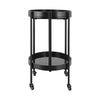 Wyna Serving Bar Cart with Tempered Glass Shelves | Casters | Black Wood 31"