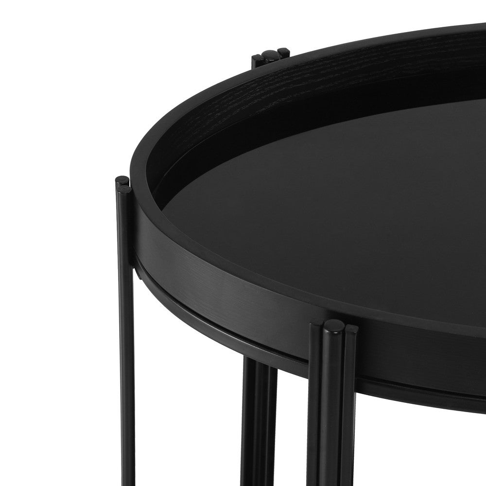 Wyna Serving Bar Cart with Tempered Glass Shelves | Casters | Black Wood 31"