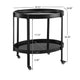 Wyna Serving Bar Cart with Tempered Glass Shelves | Casters | Black Wood 31"