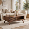 Dolly Mid-Century Lift Top Coffee Table | Hidden Storage | Walnut MDF 39"