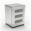 Lily Mirrored Nightstand | 3-Drawers | Glass Front Panels | Silver Wood