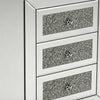 Lily Mirrored Nightstand | 3-Drawers | Glass Front Panels | Silver Wood