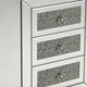 Lily Mirrored Nightstand | 3-Drawers | Glass Front Panels | Silver Wood