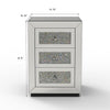 Lily Mirrored Nightstand | 3-Drawers | Glass Front Panels | Silver Wood