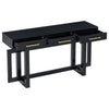 Gracie Console Table with 3 Drawers and Iron Handle Design | Black Wood 57"