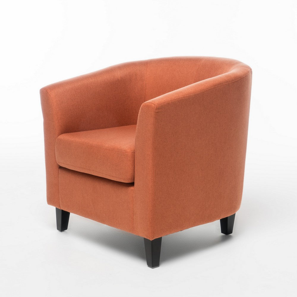 Saira Club Chair with Curved Back and Plush Cushion | Orange Fabric