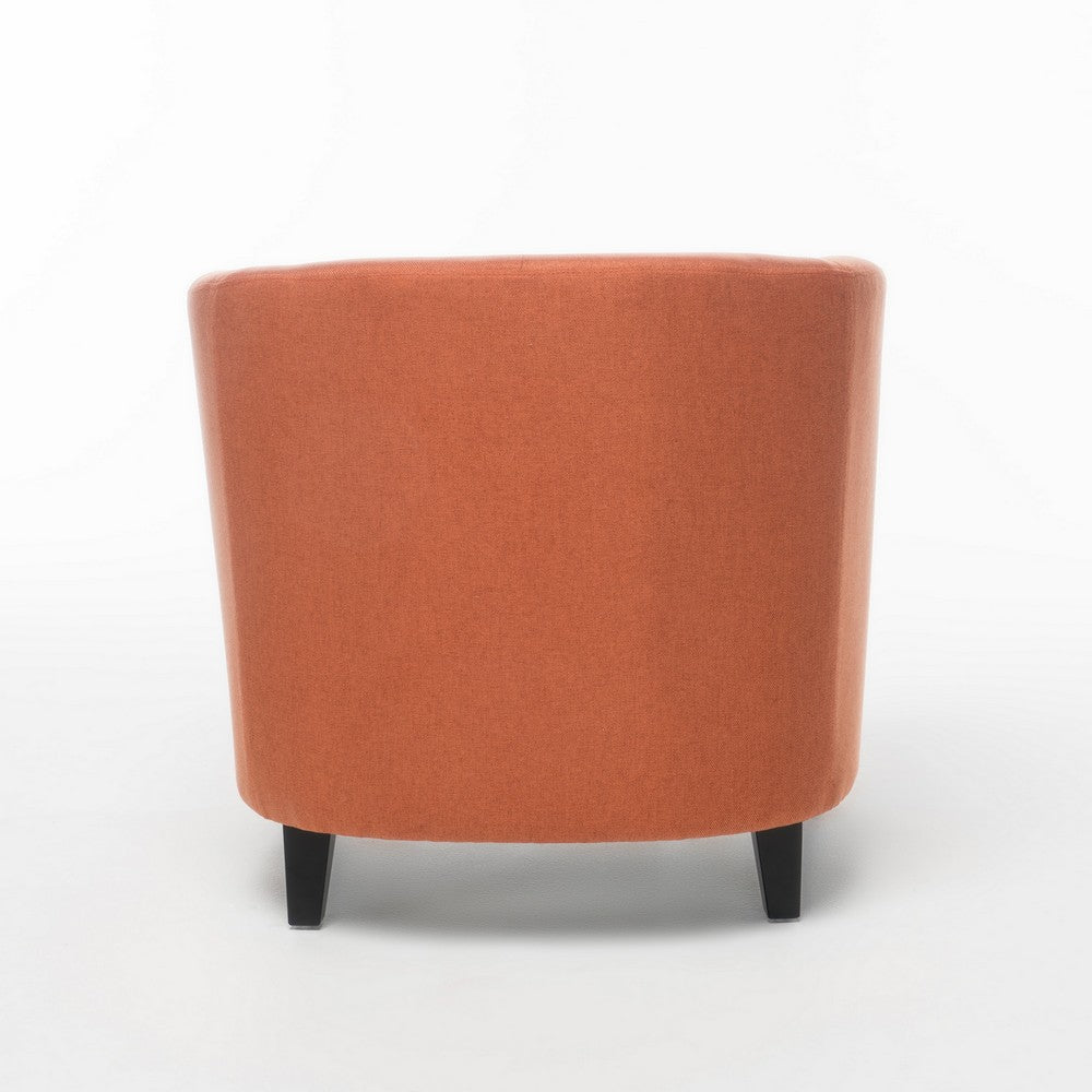Saira Club Chair with Curved Back and Plush Cushion | Orange Fabric