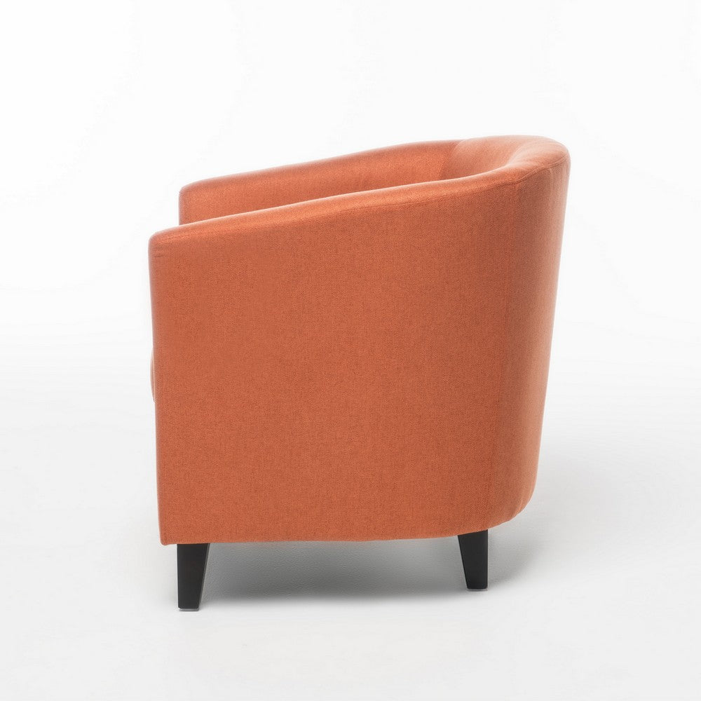 Saira Club Chair with Curved Back and Plush Cushion | Orange Fabric