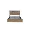 Amna Farmhouse King Bed | LED Storage and Charging Station | Gray Wood