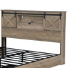 Amna Farmhouse King Bed | LED Storage and Charging Station | Gray Wood
